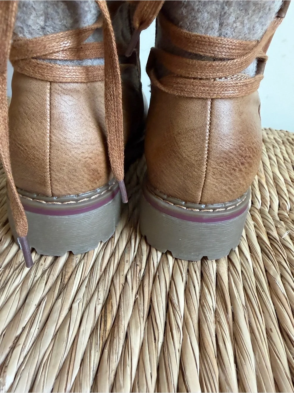 Patricia by Spring Step Brown & Tan Suede-Trim Lace Back Winter Boots Size 38